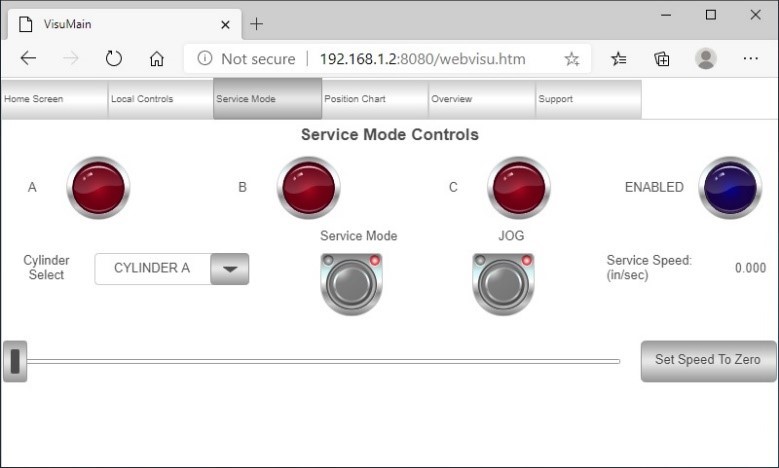 HMI SCREEN 3 SERVICE MODE CONTROLS